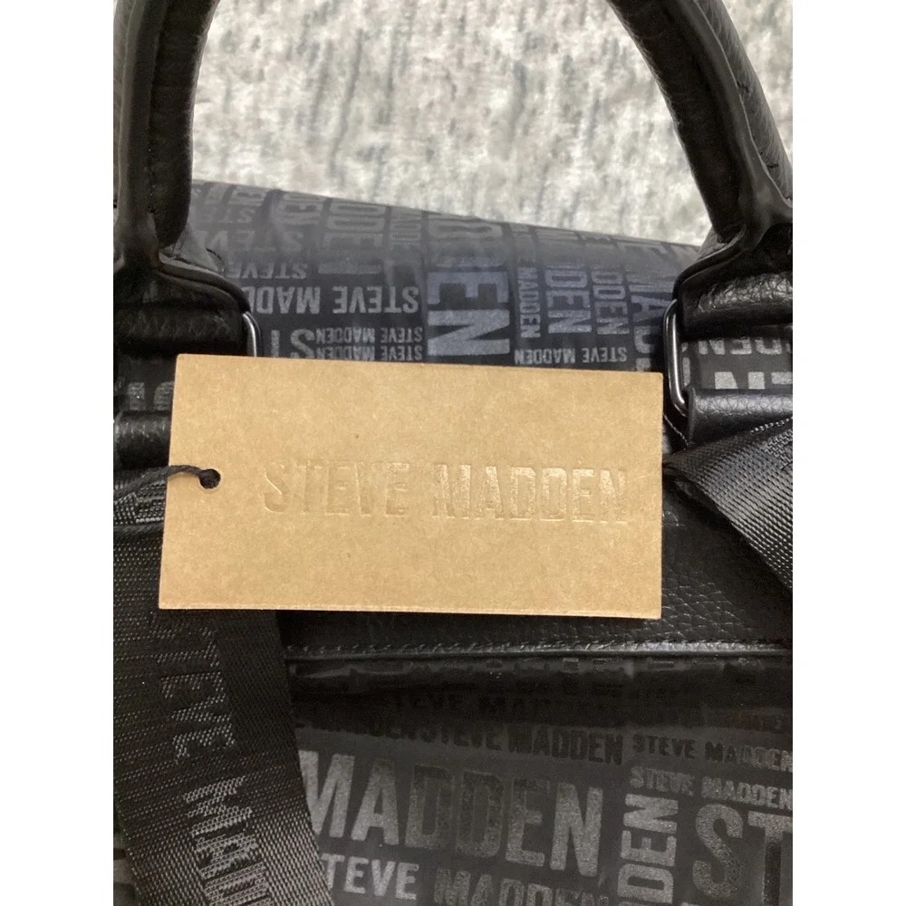 Steve‎ Madden BSOLLY Backpack Black Multi Logo Print Nylon Bag DO328735 NEW